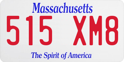 MA license plate 515XM8