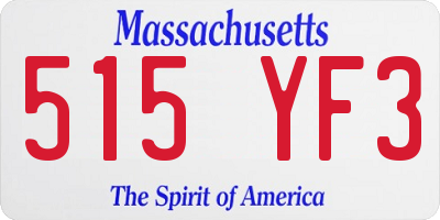 MA license plate 515YF3