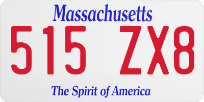 MA license plate 515ZX8