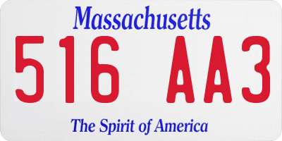 MA license plate 516AA3
