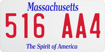 MA license plate 516AA4