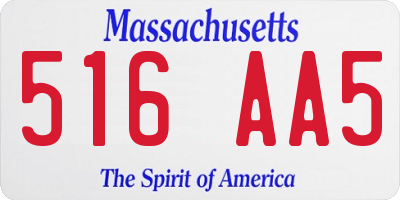 MA license plate 516AA5