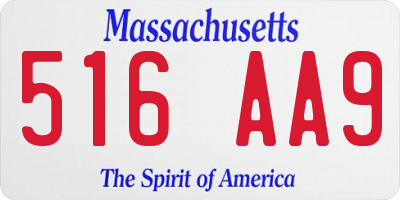 MA license plate 516AA9