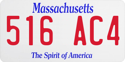 MA license plate 516AC4