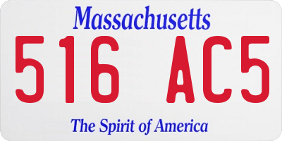 MA license plate 516AC5
