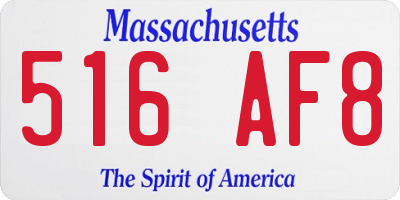 MA license plate 516AF8