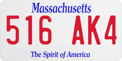 MA license plate 516AK4