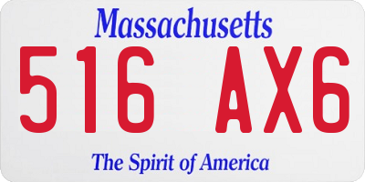 MA license plate 516AX6
