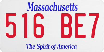 MA license plate 516BE7