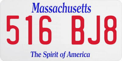 MA license plate 516BJ8