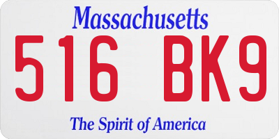 MA license plate 516BK9