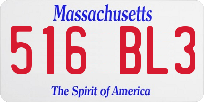 MA license plate 516BL3