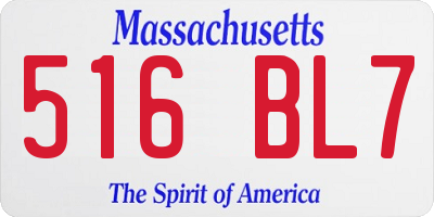 MA license plate 516BL7
