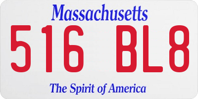 MA license plate 516BL8