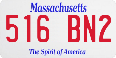 MA license plate 516BN2