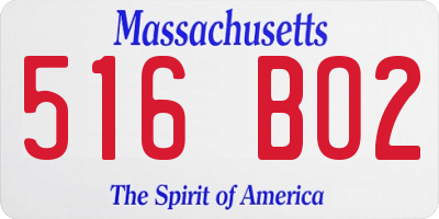 MA license plate 516BO2