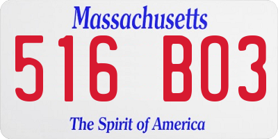MA license plate 516BO3