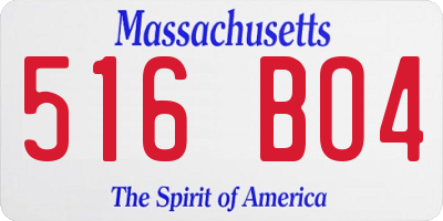 MA license plate 516BO4