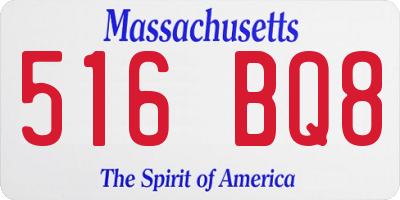 MA license plate 516BQ8