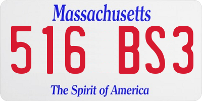 MA license plate 516BS3