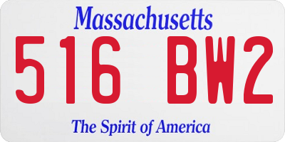 MA license plate 516BW2