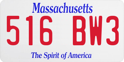 MA license plate 516BW3