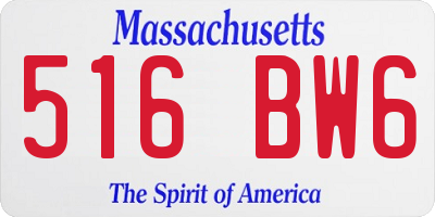 MA license plate 516BW6