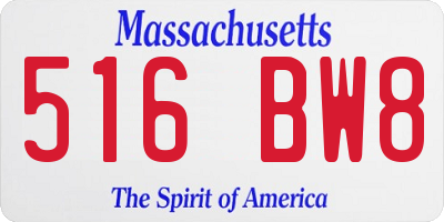 MA license plate 516BW8