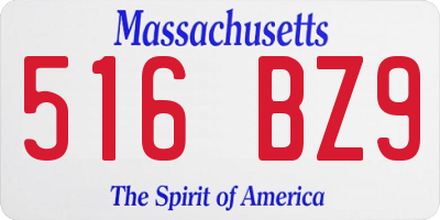 MA license plate 516BZ9