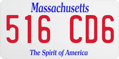 MA license plate 516CD6