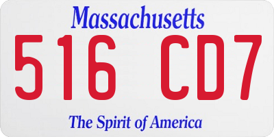 MA license plate 516CD7
