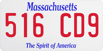 MA license plate 516CD9