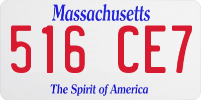 MA license plate 516CE7