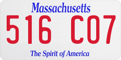 MA license plate 516CO7
