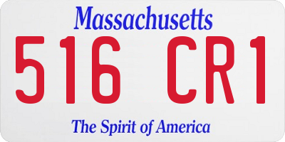 MA license plate 516CR1