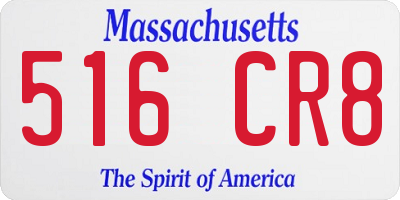 MA license plate 516CR8