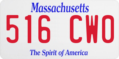MA license plate 516CW0