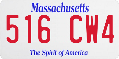 MA license plate 516CW4