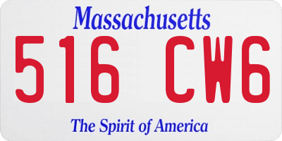 MA license plate 516CW6