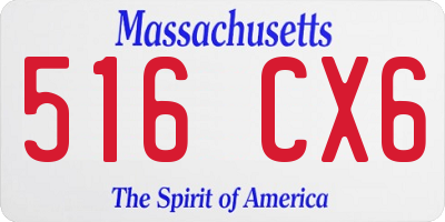 MA license plate 516CX6