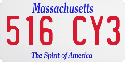 MA license plate 516CY3
