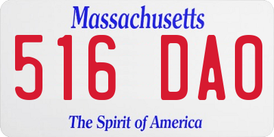 MA license plate 516DA0