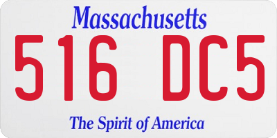 MA license plate 516DC5