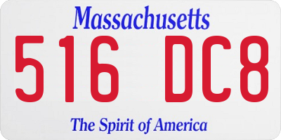 MA license plate 516DC8