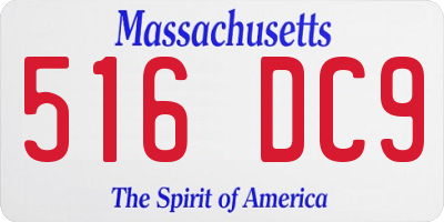 MA license plate 516DC9