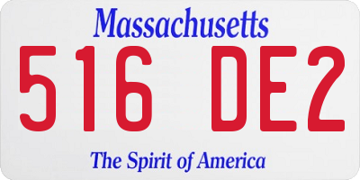 MA license plate 516DE2