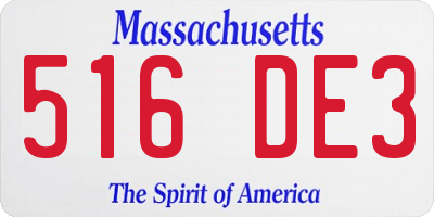 MA license plate 516DE3