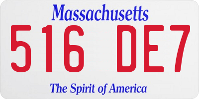 MA license plate 516DE7