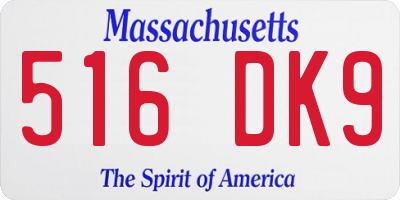 MA license plate 516DK9