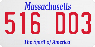 MA license plate 516DO3